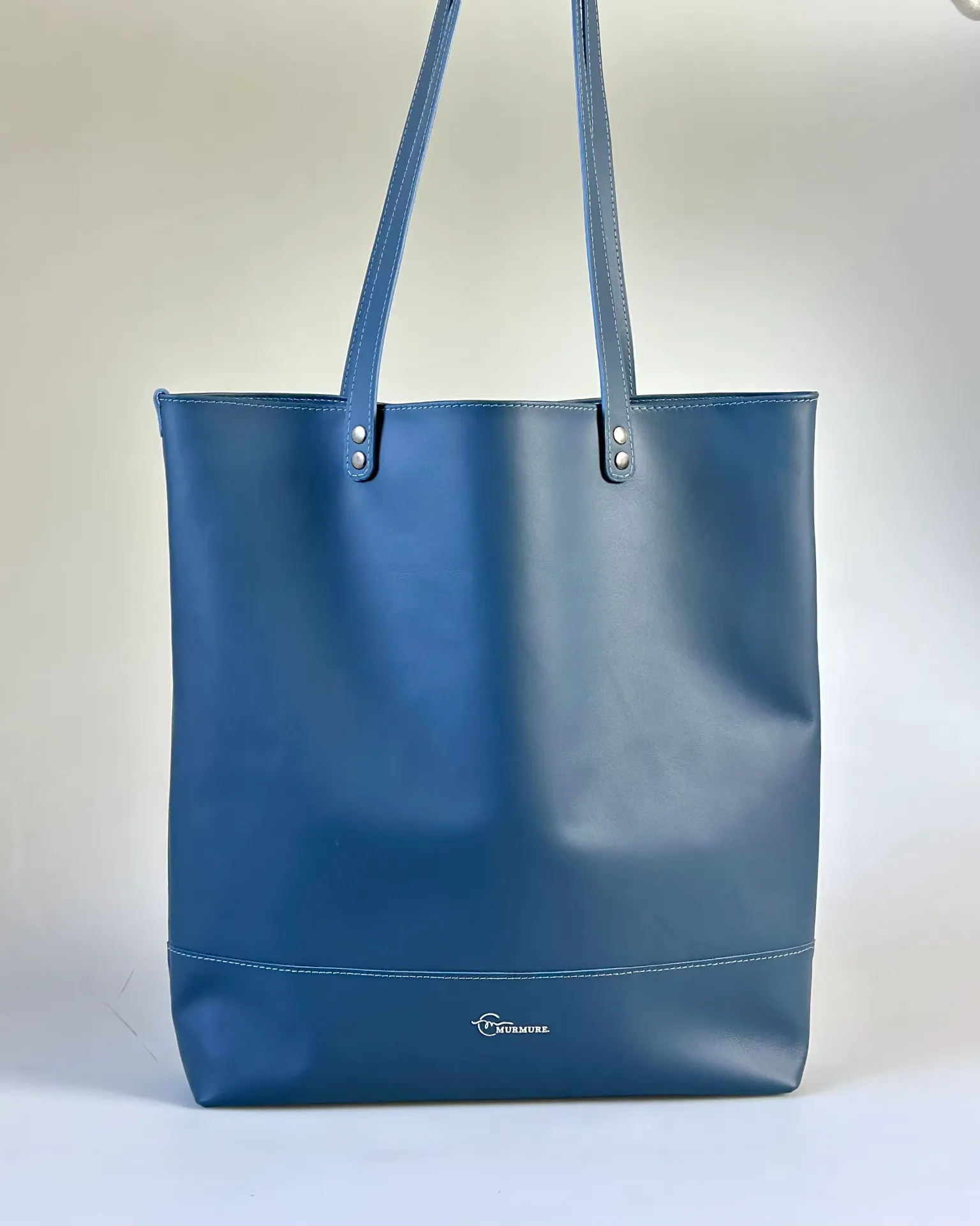 Totebag en cuir - Bleu foncé